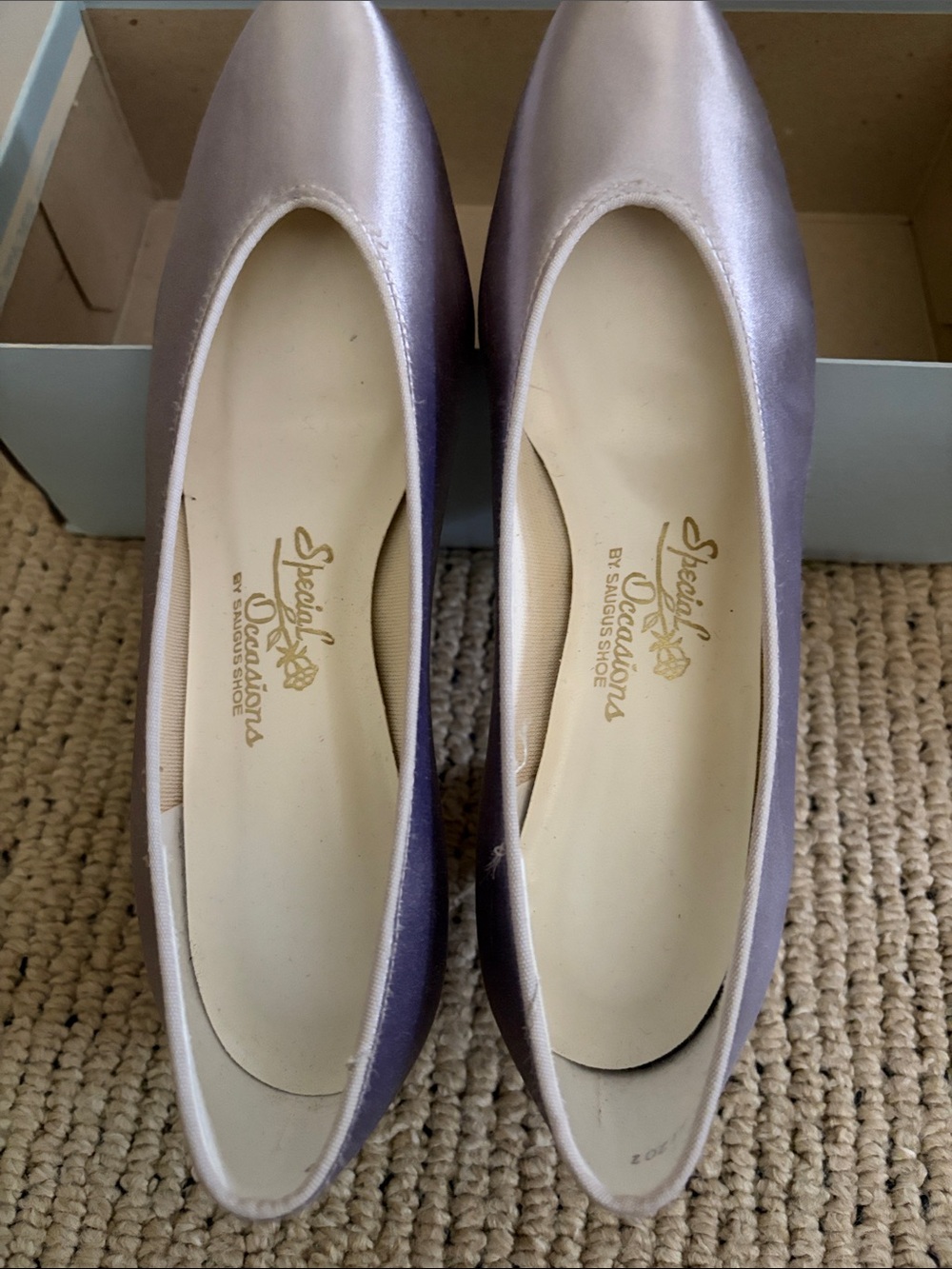 Special Occasions by Saugus Shoe Lilac Satin Heels